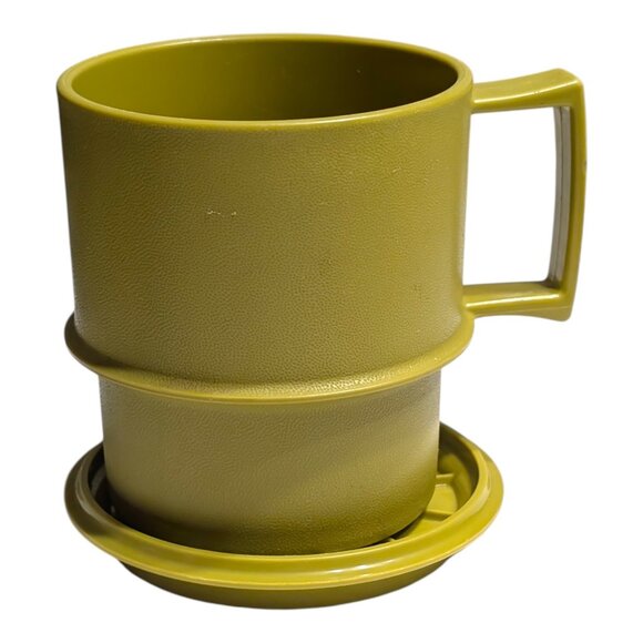 VTG Tupperware Green Coffee Mug Cup With Lid Travel Kitchenware USA - Picture 3 of 7